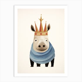 Little Rhinoceros 2 Wearing A Crown Art Print