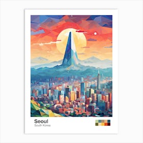 Seoul, South Korea, Geometric Illustration 3 Poster Art Print