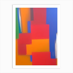 Vivid Colour Abstract Oil Blocks Orange Red Blue Blotches Art Print