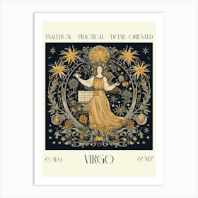 Virgo William Morris Zodiac Astral Sign Art Print