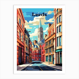 Leeds England Summer Streetview Travel Art Illustration Art Print