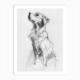 Small Dog Charcoal Line Art Print