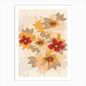 Autumn Flowers Vector Art Print