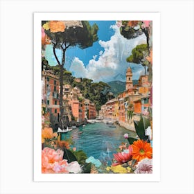 Portofino   Floral Retro Collage Style 3 Art Print