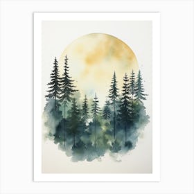 Watercolour Painting Of Boreal Forest   Northern Hemisphere 5 Art Print