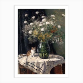 Flower Vase Queen With A Cat 3 Impressionism, Cezanne Style Art Print