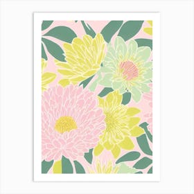 Proteas Pastel Floral 2 Flower Art Print