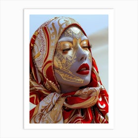 Muslim Woman In Red Scarf 1 Art Print