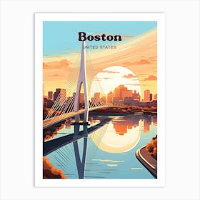 Boston United States Cityscape Modern Travel Illustration Art Print