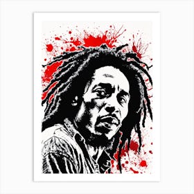 Bob Marley Portrait Ink Painting (12) Art Print