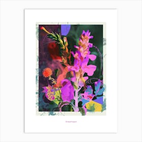 Snapdragon 1 Neon Flower Collage Poster Art Print