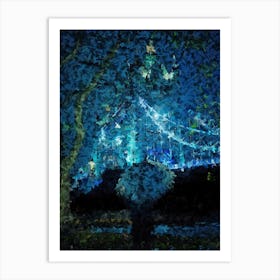 London Tower Bridge Rain Oil Digital Painting Art Print