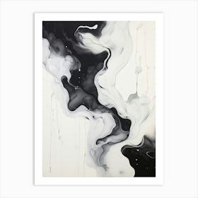 Black And White Flow Asbtract Painting 6 Art Print