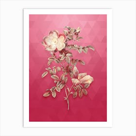 Vintage Red Sweetbriar Rose Botanical in Gold on Viva Magenta n.0505 Art Print