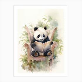 Panda Art Reading Watercolour 3 Art Print