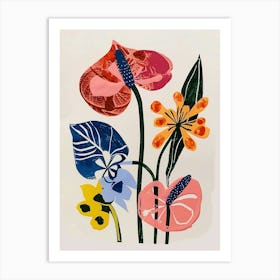 Painted Florals Flamingo Flower 1 Art Print