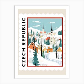 Retro Winter Stamp Poster Cesky Krumloy Czech Republic 2 Art Print