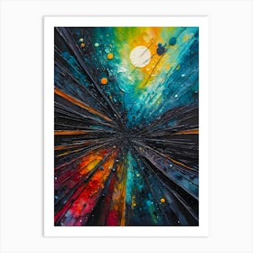 Space Burst Abstract Paint Vibrant colors Art Print