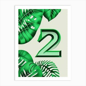 21, Number, Education Jungle Leaf Art Print