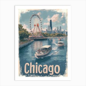 Aihrgdesign A Classic 1960s Travel Poster For Chicago 2 Art Print