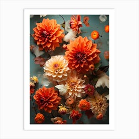 Autumn Dahlias Art Print