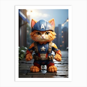 Captain America Cat Art Print