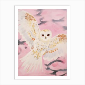 Pink Ethereal Bird Painting Owl 2 Art Print