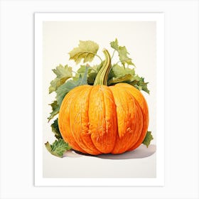 Carnival Squash Pumpkin Watercolour Illustration 1 Art Print