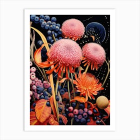 Surreal Florals Globe Amaranth 1 Flower Painting Art Print