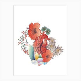 Heart With Flowers And Crystals Art Print