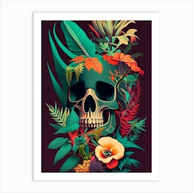 Skull With Pop Art 2 Influences Botanical Art Print