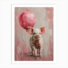 Cute Pig 2 With Balloon Art Print