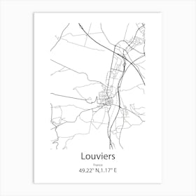 Louviers,France Minimalist Map Art Print