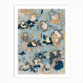 Famous Heroes Played By Frogs; Utagawa Kuniyoshi Art Print