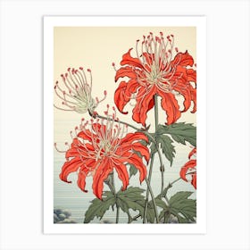 Higanbana Red Spider Lily 2 Vintage Japanese Botanical Art Print