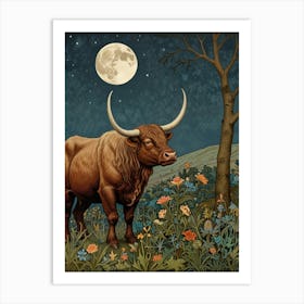 William Morris Bull In The Moonlight Art Print