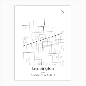 Leamington,Canada Minimalist Map Art Print