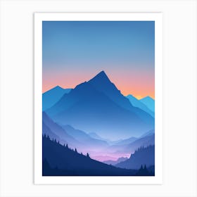 Misty Mountains Vertical Composition In Blue Tone 104 Art Print