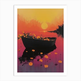 Boat At Sunset Art Print