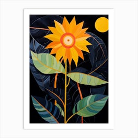 Sunflower 1 Hilma Af Klint Inspired Flower Illustration Art Print