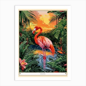 Greater Flamingo Bolivia Tropical Illustration 4 Poster Art Print