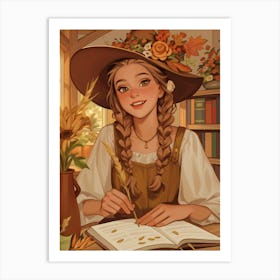 Girl Reading A Book Art Print