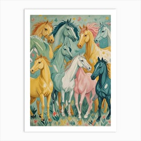 Herd of Abstract Horses Art Print