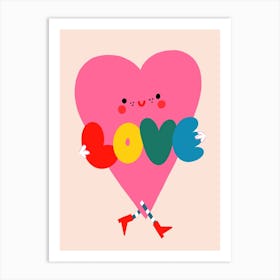 Pink Love Heart Art Print