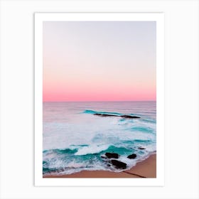 Coogee Beach, Sydney, Australia Pink Photography 2 Art Print