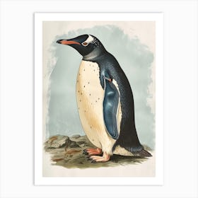 Adlie Penguin Laurie Island Vintage Botanical Painting 2 Art Print