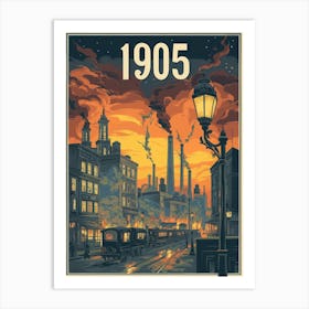 Aihrgdesign A Nostalgic Poster Of A 1905 City Skyline At Dusk 579b7064 889a 4039 A0f2 6a74205836dc 0 Art Print