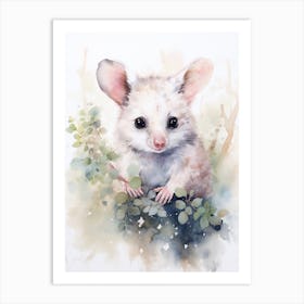 Light Watercolor Painting Of A Eucalyptus Loving Possum 2 Art Print