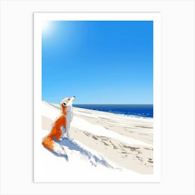 Fox On The Beach Art Print