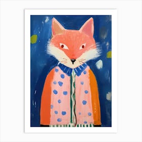 Playful Illustration Of Red Fox Bear For Kids Room 4 Art Print